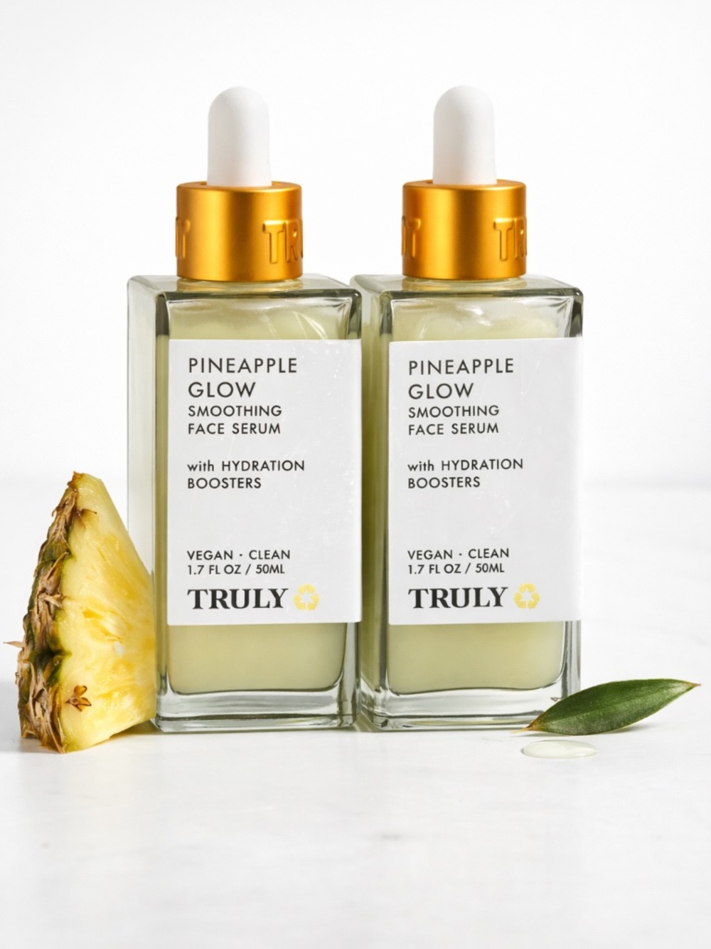 TRULY Pineapple Glow Face Serum Duo 1.7oz Vegan Hydrating Skincare Set of 2